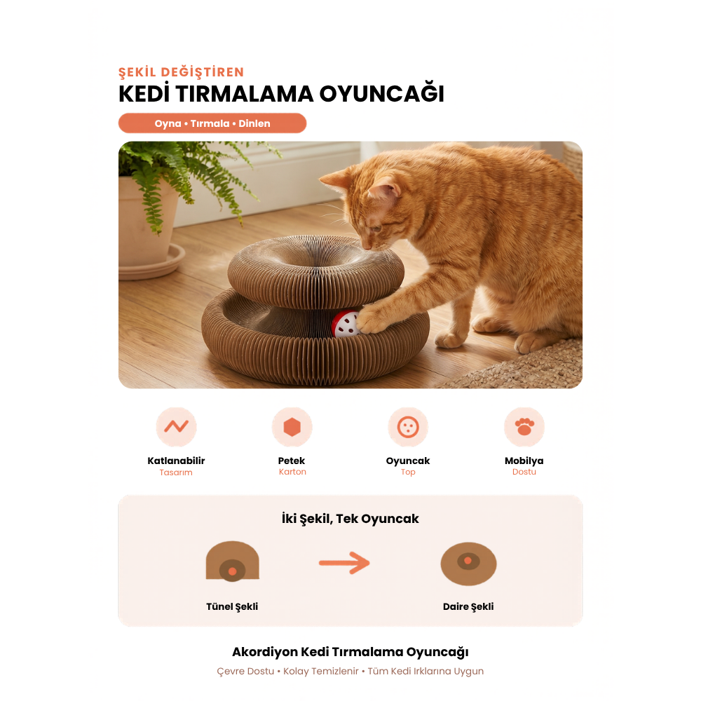 Luvizoo Akordiyon Kedi Tırmalama Oyuncağı