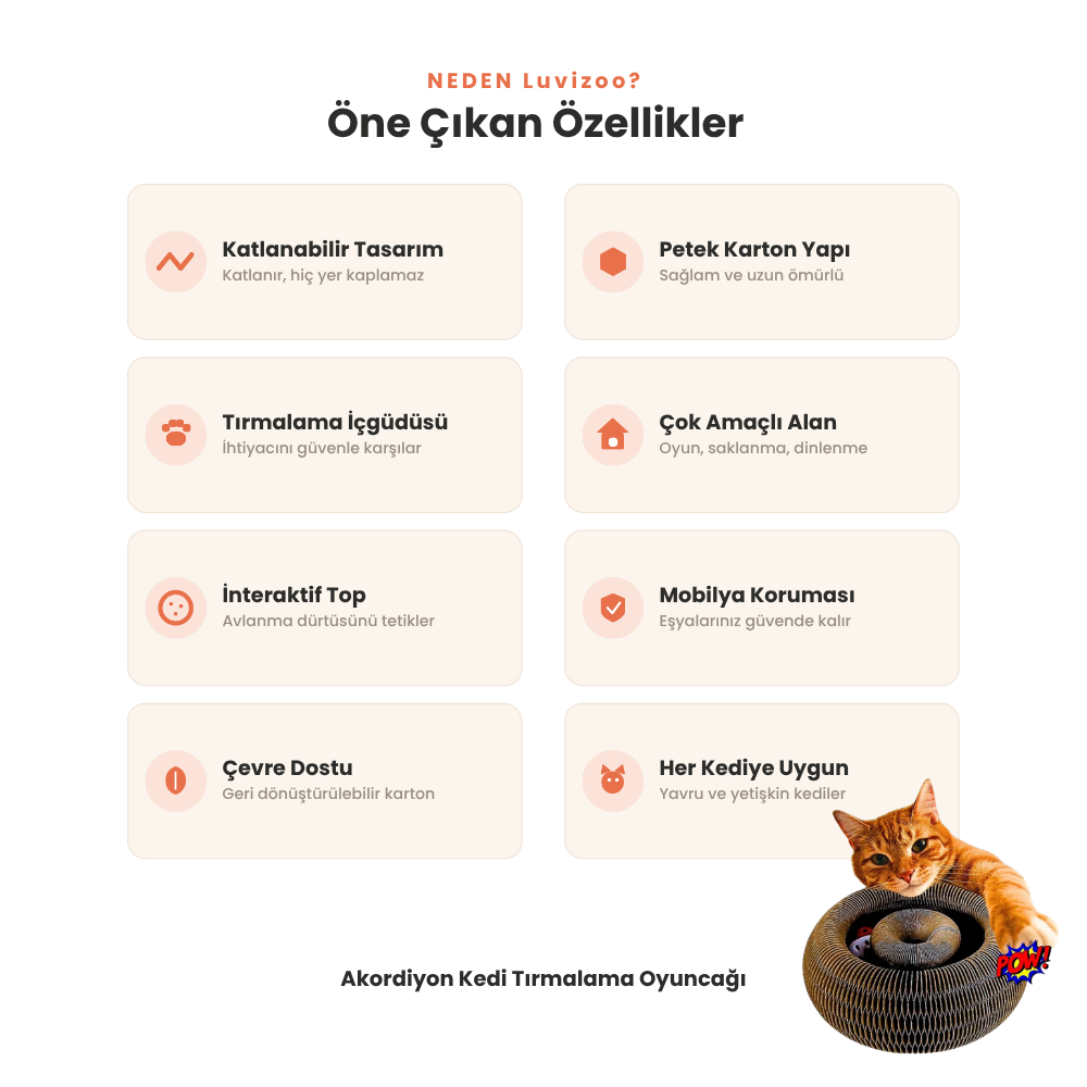 Luvizoo Akordiyon Kedi Tırmalama Oyuncağı