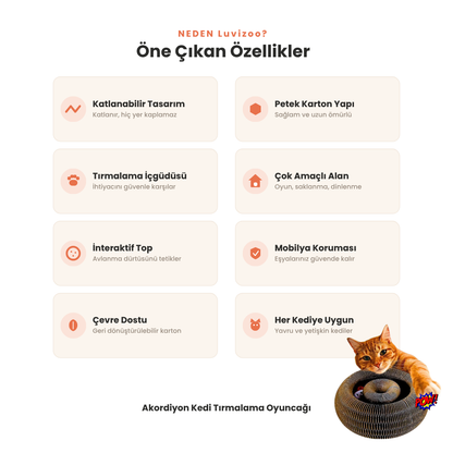Luvizoo Akordiyon Kedi Tırmalama Oyuncağı